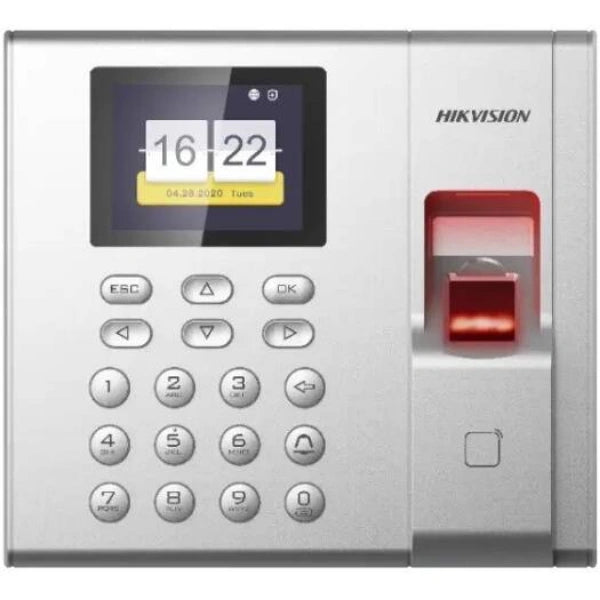 Lecteur biométrique Hikvision K1T8003 pour la gestion de la présence, reconnaissance d'empreintes digitales, code et carte, au meilleur prix à Douala, Cameroun.